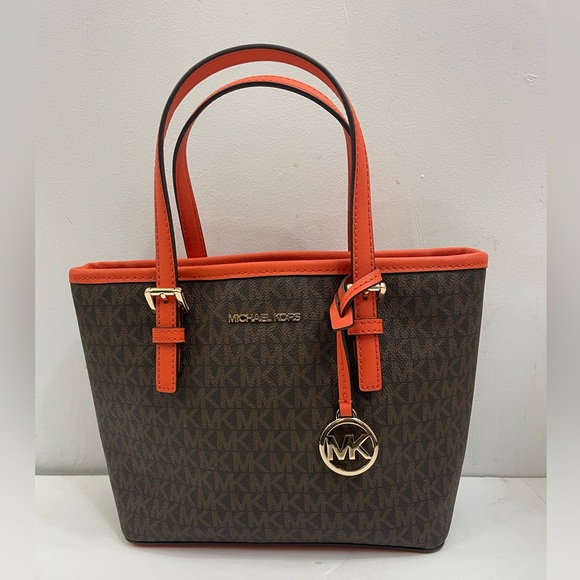 Michael Kors XS Convertible Top Zip Tote Tangerine - Picture 1 of 10